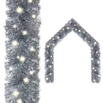 Christmas Garland with LED Lights 5m Silver - Perfect Holiday Decor