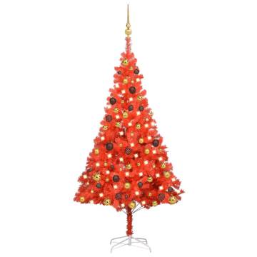 Artificial Pre-lit Red Christmas Tree with Ball Set - 150 cm