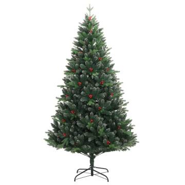 Lifelike 240 cm Artificial Hinged Christmas Tree with Red Berries