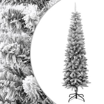 Artificial Slim Christmas Tree 210 cm with Flocked Snow | HipoMarket