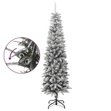 Artificial Slim Christmas Tree 210 cm with Flocked Snow | HipoMarket