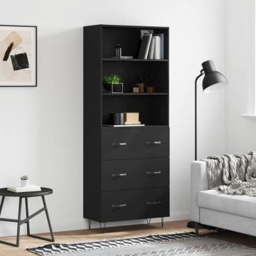 Highboard Black 69.5x34x180 cm Engineered Wood - Stylish Storage