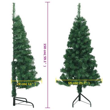 150 cm Corner Artificial Christmas Tree - Green PVC