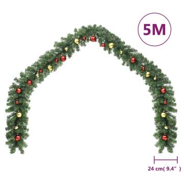 5m Christmas Garland with Baubles - Perfect Holiday Decor