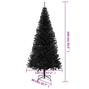 240 cm Black Artificial Christmas Tree with Stand - PVC