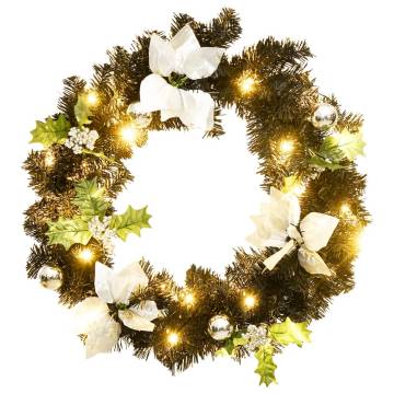 LED Christmas Wreath 60 cm Black PVC - Perfect Holiday Decor