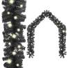 Christmas Garland with LED Lights 5m - Black | Hipo Market