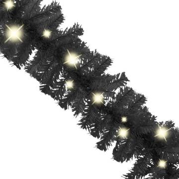 Christmas Garland with LED Lights 5m - Black | Hipo Market