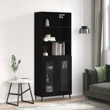 Stylish Highboard in Black - 69.5x34x180 cm | HipoMarket