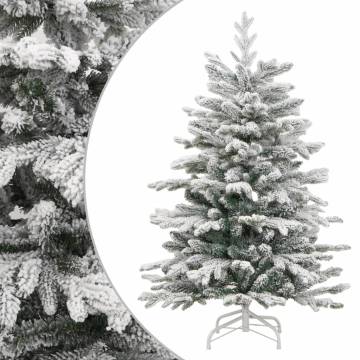 210 cm Artificial Hinged Christmas Tree with Flocked Snow