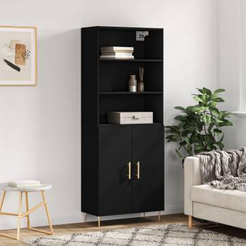 Stylish Highboard Black | 69.5x34x180 cm Engineered Wood