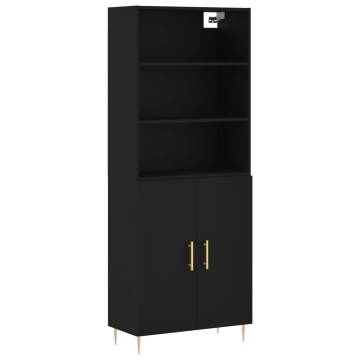 Stylish Highboard Black | 69.5x34x180 cm Engineered Wood