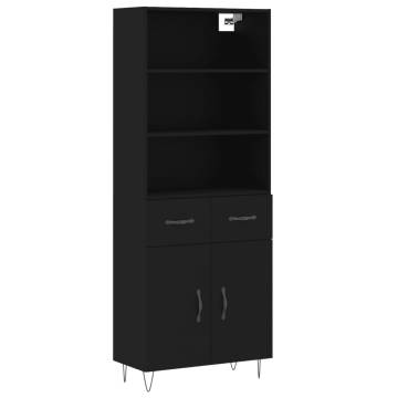 Elegant Highboard Black - 69.5x34x180 cm Engineered Wood