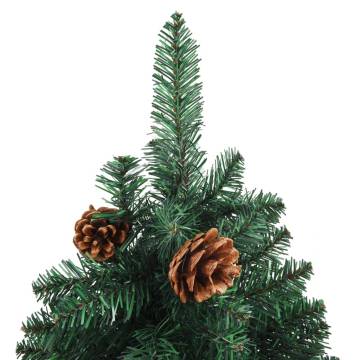 Slim Christmas Tree with Real Wood & Cones - 150 cm Green