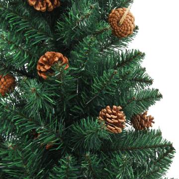 Slim Christmas Tree with Real Wood & Cones - 150 cm Green