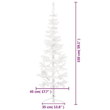 Slim 150 cm White Artificial Half Christmas Tree | Hipo Market