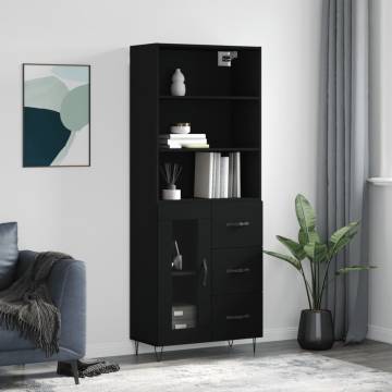 Stylish Highboard Black - 69.5x34x180 cm Engineered Wood