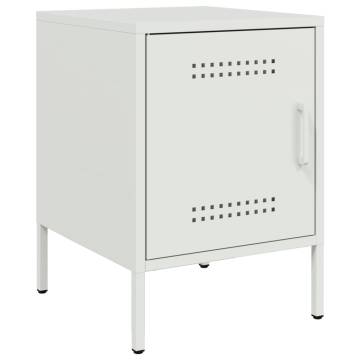 Stylish White Steel Bedside Cabinet - 36x39x50.5 cm