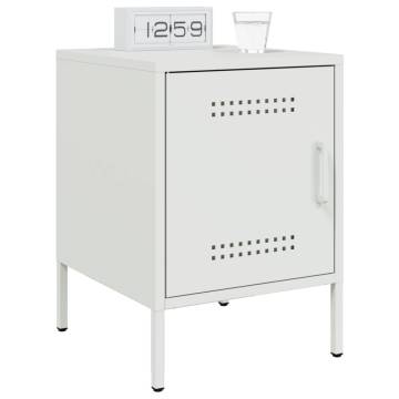 Stylish White Steel Bedside Cabinet - 36x39x50.5 cm