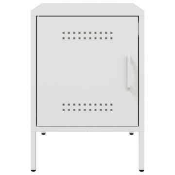 Stylish White Steel Bedside Cabinet - 36x39x50.5 cm