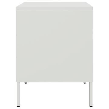 Stylish White Steel Bedside Cabinet - 36x39x50.5 cm