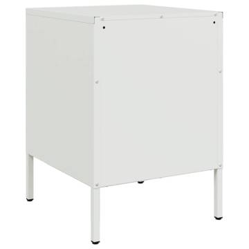 Stylish White Steel Bedside Cabinet - 36x39x50.5 cm