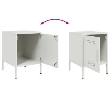 Stylish White Steel Bedside Cabinet - 36x39x50.5 cm