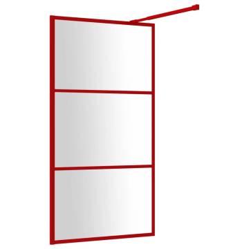 Modern Walk-in Shower Wall with ESG Glass - Red 115x195cm