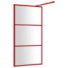 Modern Walk-in Shower Wall with ESG Glass - Red 115x195cm