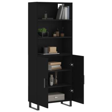 Stylish Highboard in Black - 69.5x34x180 cm | HipoMarket