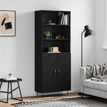 Stylish Highboard Black - 69.5x34x180 cm Engineered Wood