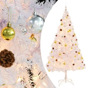 Artificial Pre-lit Christmas Tree with Baubles - 210 cm White