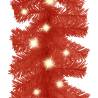 Christmas Garland with LED Lights 20m Red - Hipomarket UK