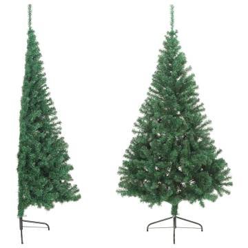 240 cm Artificial Half Christmas Tree with Stand - Green PVC