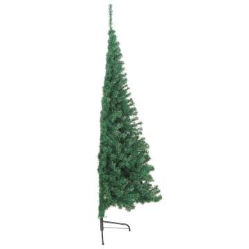 240 cm Artificial Half Christmas Tree with Stand - Green PVC