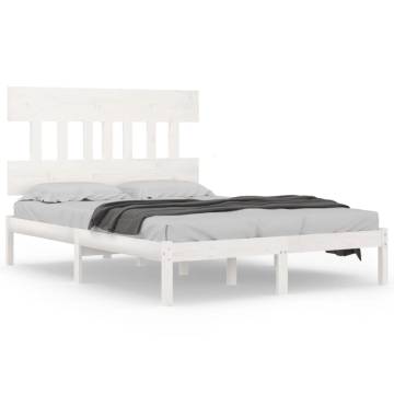 Stylish White Solid Wood Bed Frame - Super King Size 180x200 cm