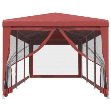 Red Party Tent with 8 Mesh Sidewalls - 3x9 m HDPE
