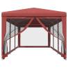 Red Party Tent with 8 Mesh Sidewalls - 3x9 m HDPE