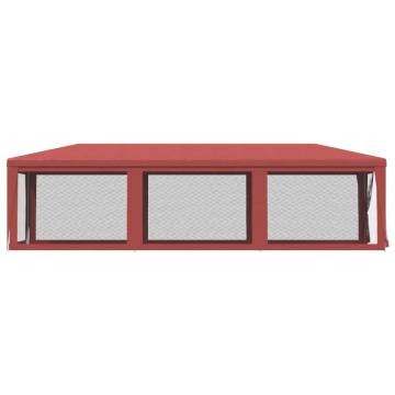 Red Party Tent with 8 Mesh Sidewalls - 3x9 m HDPE