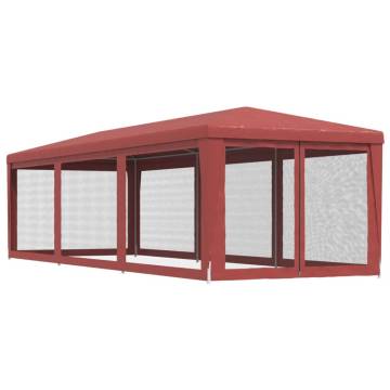 Red Party Tent with 8 Mesh Sidewalls - 3x9 m HDPE