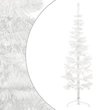 Slim 180 cm White Artificial Half Christmas Tree with Stand