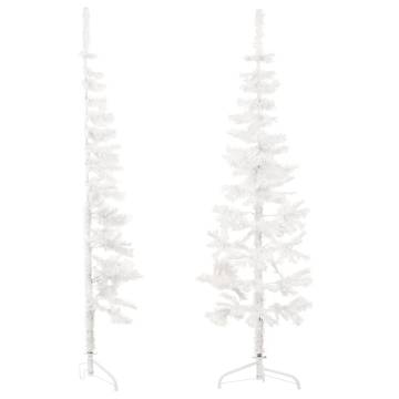 Slim 180 cm White Artificial Half Christmas Tree with Stand