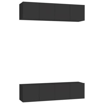 Stylish Black TV Cabinets Set - 4 pcs, 60x30x30 cm | HipoMarket