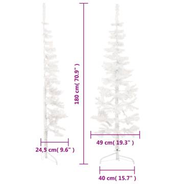 Slim 180 cm White Artificial Half Christmas Tree with Stand