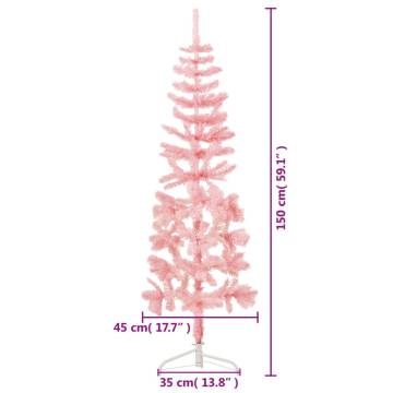 Slim Artificial Half Christmas Tree - Pink 150 cm | Hipomarket