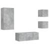 5 Piece TV Wall Units with LED - Concrete Grey Wood