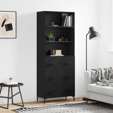 Highboard Black - Stylish Storage 69.5x34x180 cm | HipoMarket