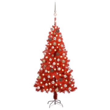 Red Pre-lit Christmas Tree Set - 150 cm PVC | Hipo Market