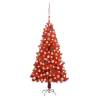  Artificial Pre-lit Christmas Tree with Ball Set Red 150 cm PVC Colour red and rose Size 150 x 75 cm Quantity in Package 1 Number of Branch Tips 