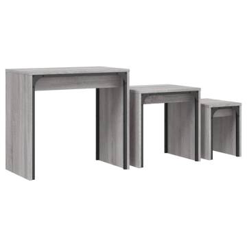 Nesting Coffee Tables Set - 3 pcs Grey Sonoma Wood